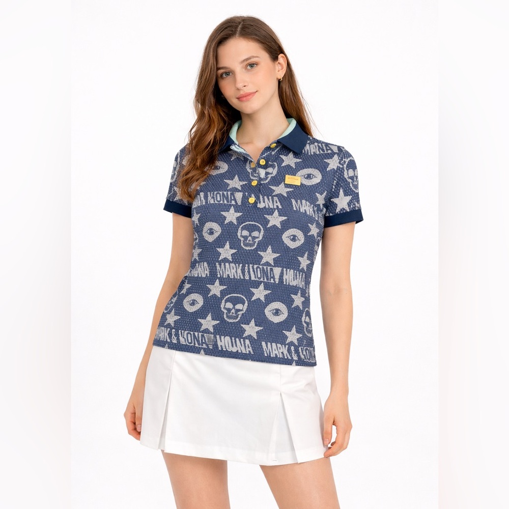 Mark & Lona Skull Star Polo Golf Shirt Luxury Sport Glam Streetwear